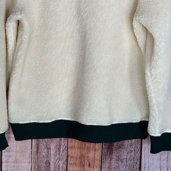 Octobre Editions Callan Fleece Jacket Pullover Ecru/Green XL Fall Winter Classic - Picture 6 of 9